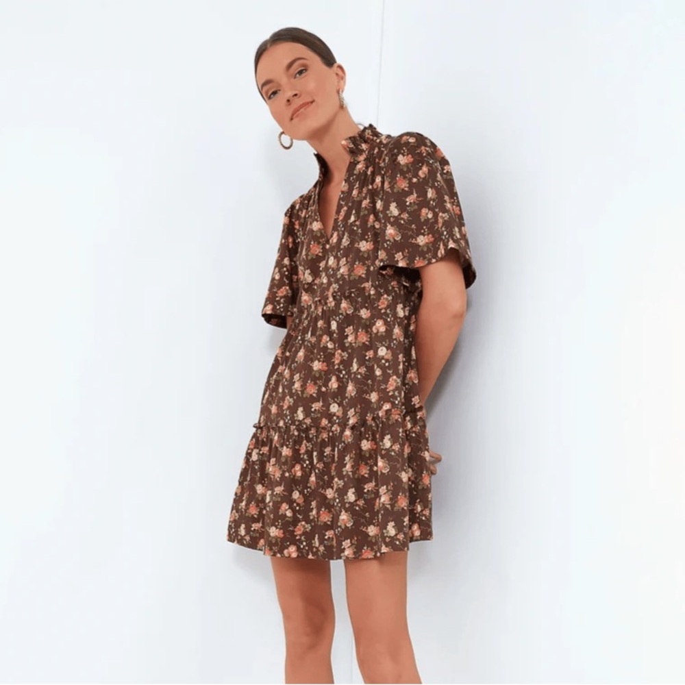 Tuckernuck Floral Brown Mini Dress